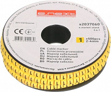 Маркер кабельный E.NEXT №1 500 шт./уп. 2-4 мм желтый 