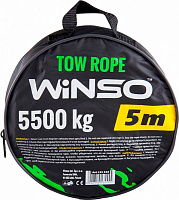 Трос буксировочный WINSO 5 м 5,5 т с металлическими крючками сумка (20 шт/уп) 135550 зеленый