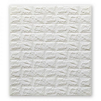 Панель декоративная из ПВХ 3D кирпич белый 770*700*8мм 