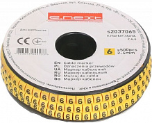Маркер кабельный E.NEXT №6 500 шт./уп. 2-4 мм желтый 