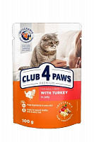 Корм Club 4 Paws для взрослых кошек "с индейкой в желе"