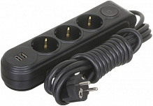Удлинитель Makel с защитными шторками + USB с заземлением 3 гн. белый 3 м N3811143 