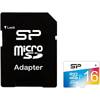 Карта памяти Silicon Power microSDHC Elite Color 16 GB Class 10 + SD adapter