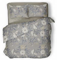 Комплект постельного белья Chrysanthemum семейный серый с рисунком Luna 