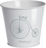 Кашпо декоративное Серый велосипед Vintage на белом (матовый) 1 л METID