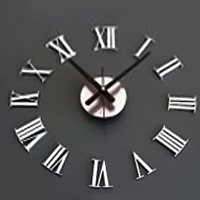 Часы настенные 3D DIY Time римский циферблат серебро 60х60 см