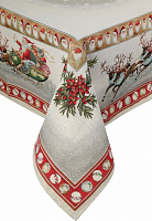 Скатерть Home Textile гобеленовая новогодняя с люрексом 100x100 см бежевый 