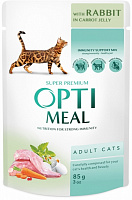 Корм для взрослых котов Optimeal с кроликом в морковном желе 85 г