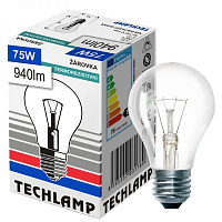 Лампа накаливания Techlamp A55 75 Вт E27 230 В прозрачная 