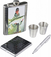 Подарочный набор Фляга, рюмки, портсигар и ручка T020