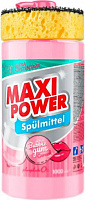 Средство для ручного мытья посуды Maxi Power Bubble Gum с губкой 1л