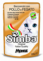 Консерва для взрослых кошек SIMBA. курица и ливер 100 г