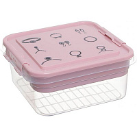 Ящик-органайзер для хранения Gondol Plastic Bijouterie Box розовый 110x250x