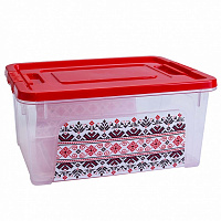 Ящик для хранения Vivendi Вышиванка красный 70x120x160 мм