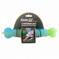 Игрушка для собак AnimAll Fun щетка-кость жевательная 24 см голубая с зеленым