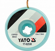 Лента для удаления припоя YATO плетеная из меди в катушке в корпусе YT-82530