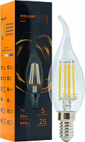 Лампа светодиодная Emilight FIL CA35 7 Вт E14 3000 К 220 В прозрачная
