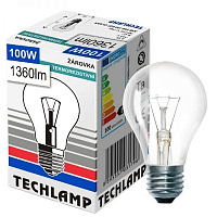 Лампа накаливания Techlamp A55 100 Вт E27 230 В прозрачная 