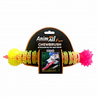Игрушка для собак AnimAll Fun щетка-кость жевательная 24 см желтая с розовым