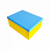 Коробка подарочная прямоугольная желто-голубая 35х27см 1110190909