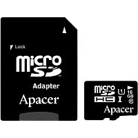 Карта памяти Apacer miсroSDHC 16 ГБ Class 10 с SD-адаптером (AP16GMCSH10U1-R) 