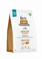 Корм сухой беззерновой для всех пород Brit Care Grain-free Senior & Light с лососем 3 кг