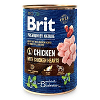 Консерва Brit Premium для собак с куркой и куриными сердечками, ж/б, 800 г